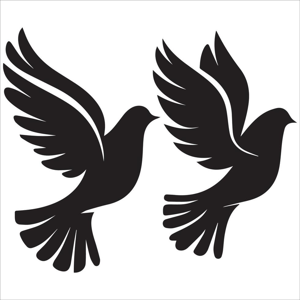 Two Doves in Harmony Silhouette vector