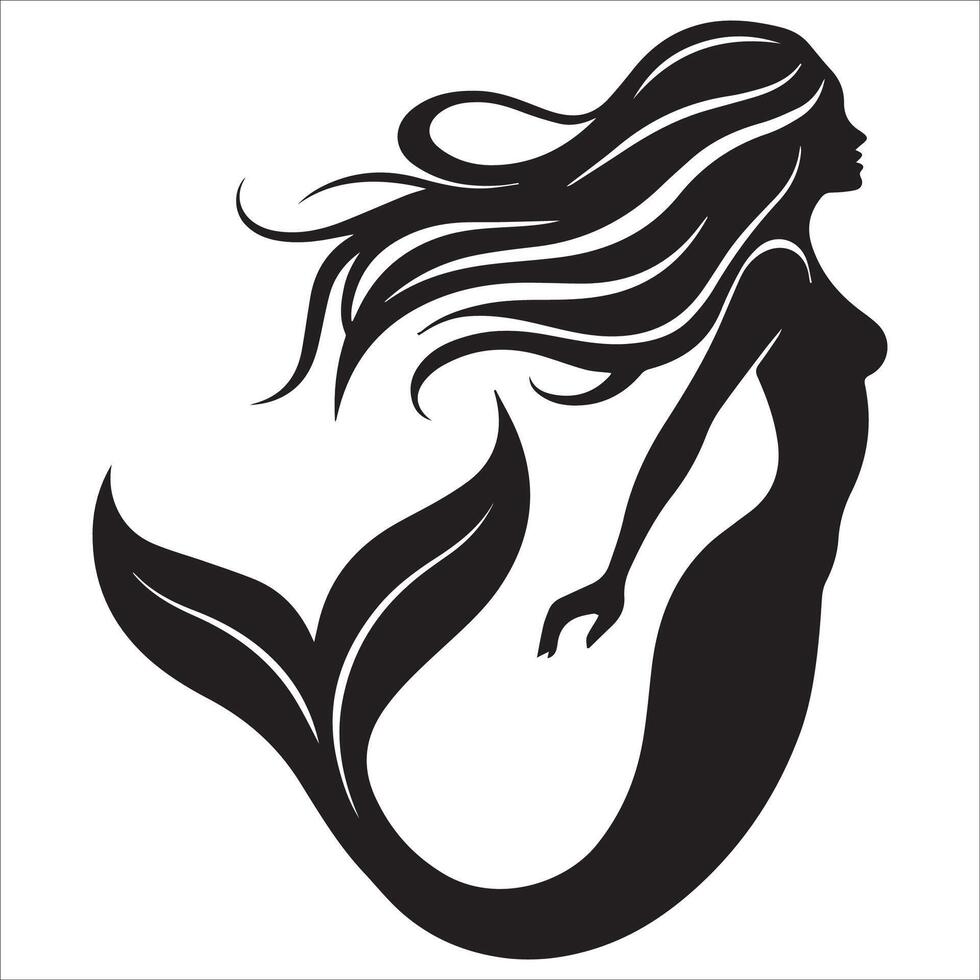 Enchanting Mermaid Silhouette Design vector