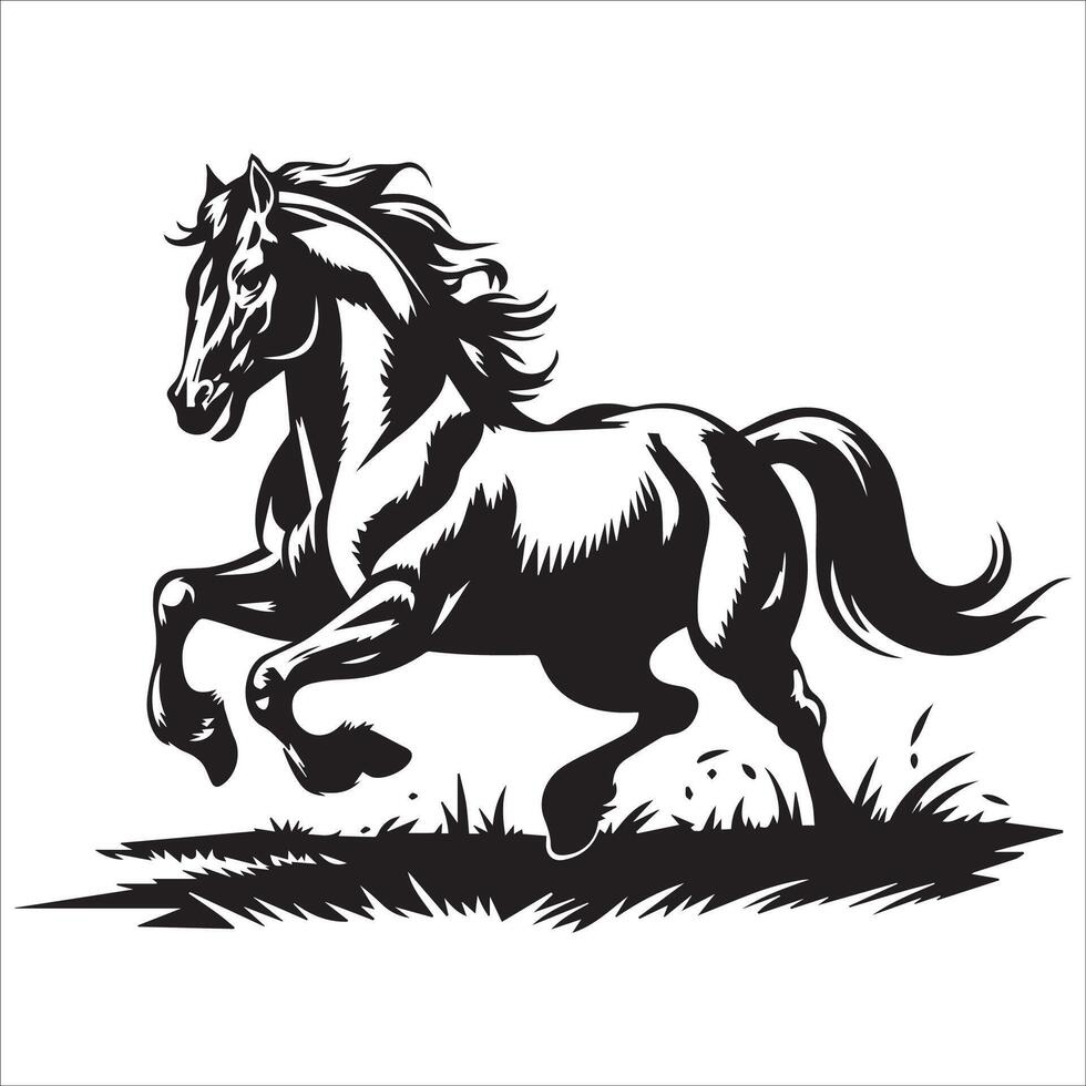 Majestic Prancing Horse Silhouette Art vector
