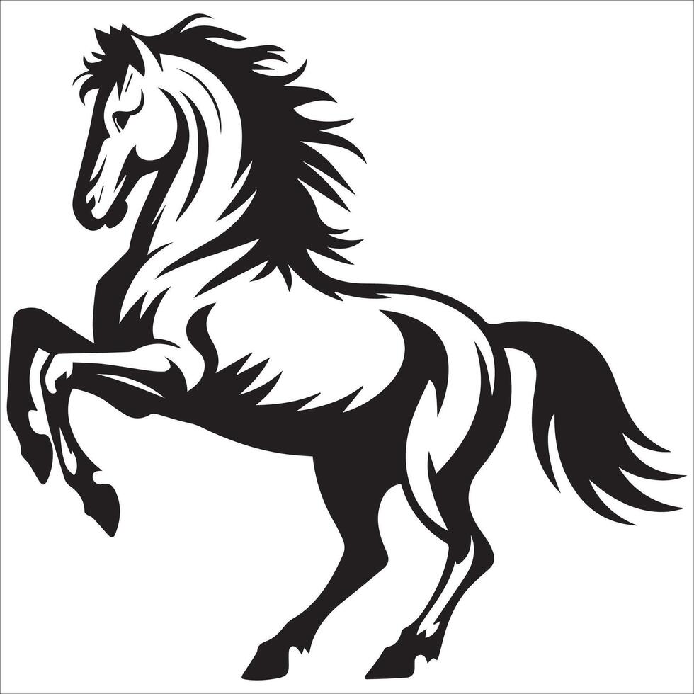 Dynamic Horse Silhouette in Action vector