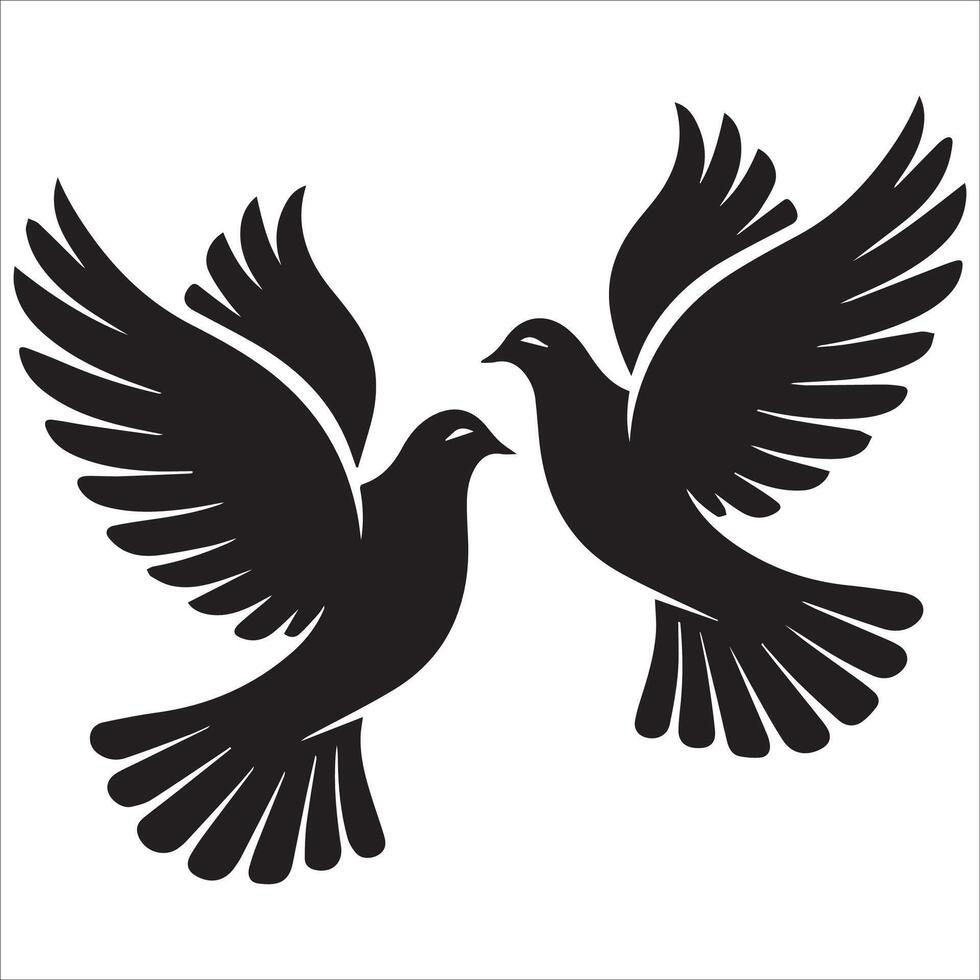 Graceful Doves in Flight Silhouette vector