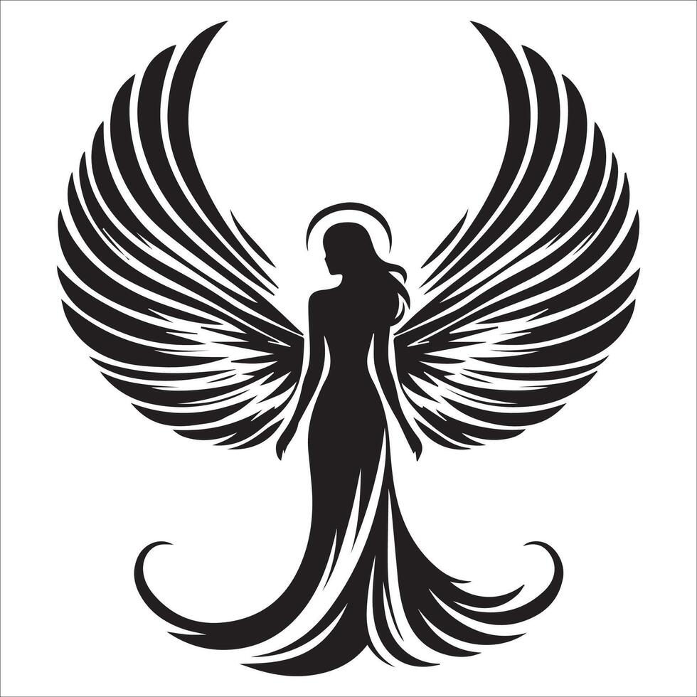 Graceful Guardian Angel Silhouette Artwork vector