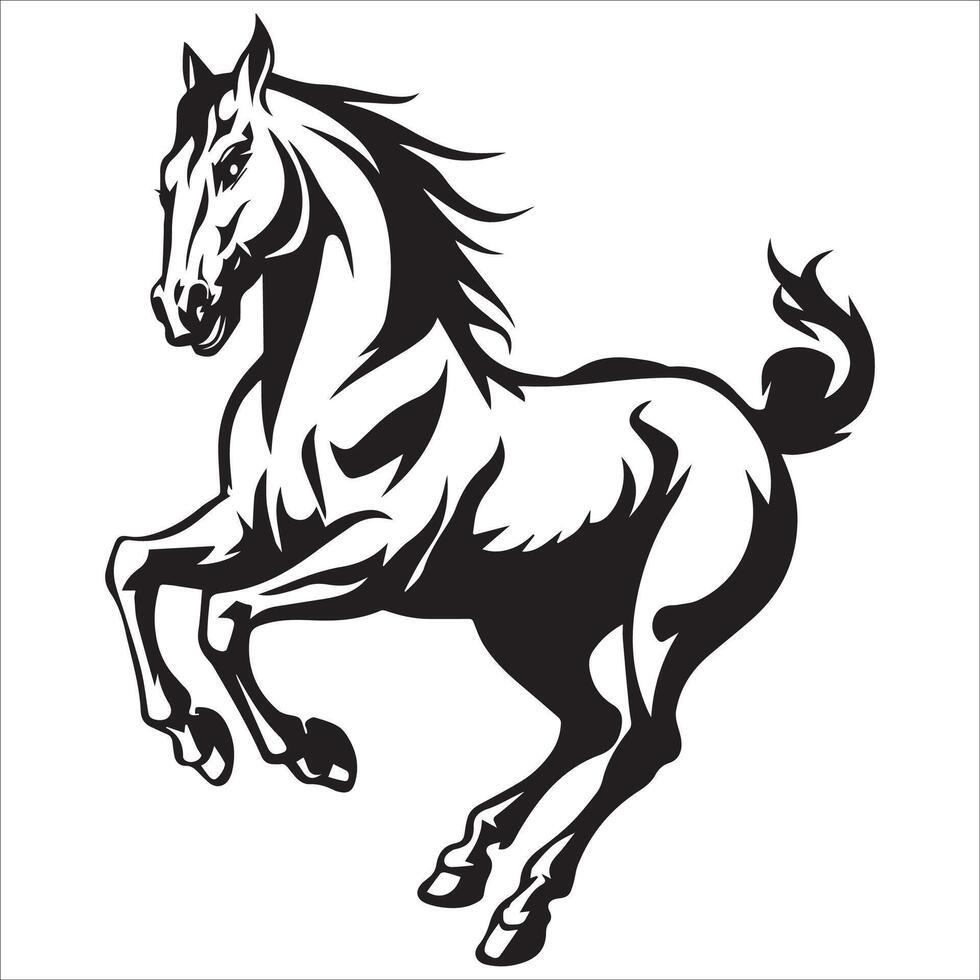 Lively Prancing Horse Silhouette Artwork vector