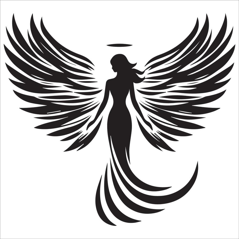 Majestic Guardian Angel Silhouette Art vector