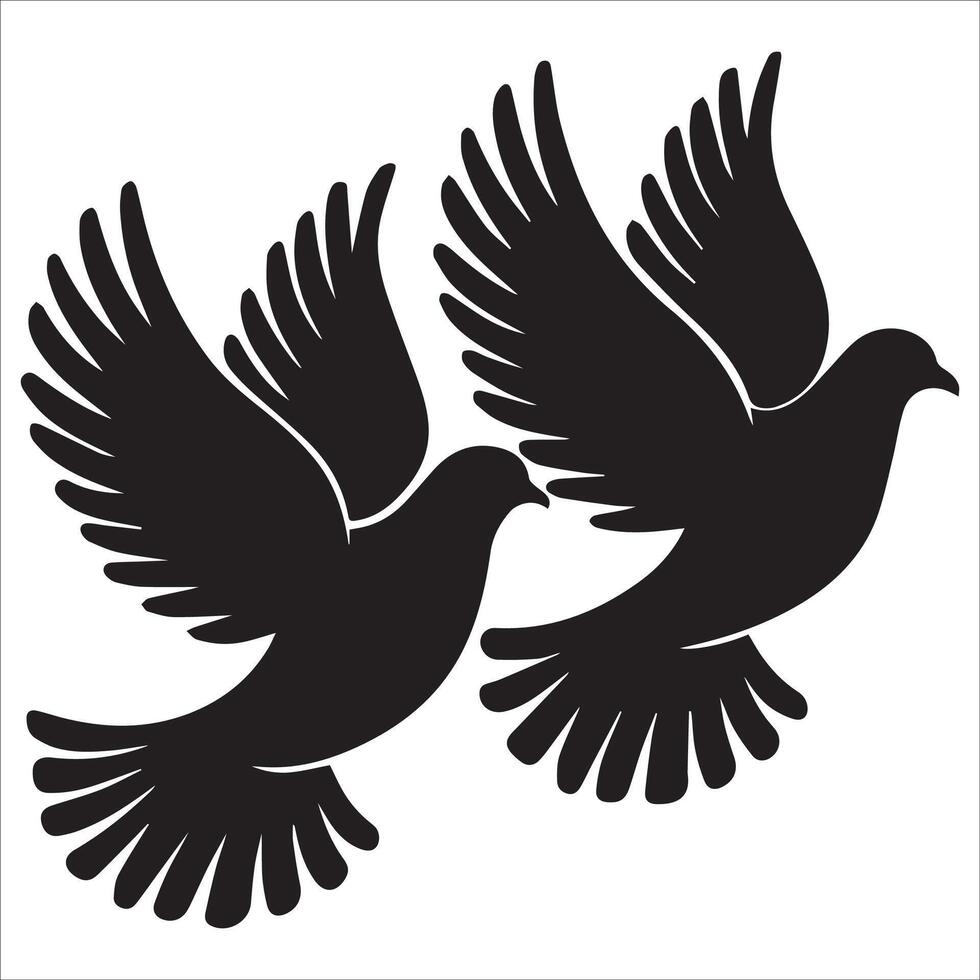 Gentle Pair of Doves Silhouette Art vector
