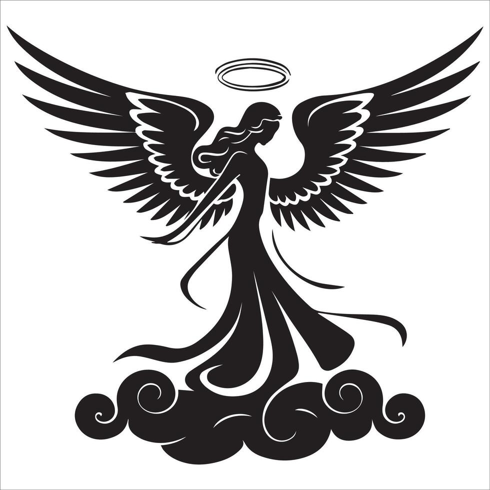 Spiritual Guardian Angel Silhouette Design vector