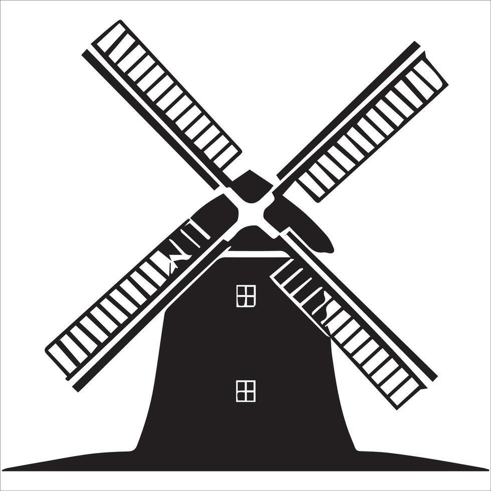 Graceful Windmill Silhouette Artwork vector