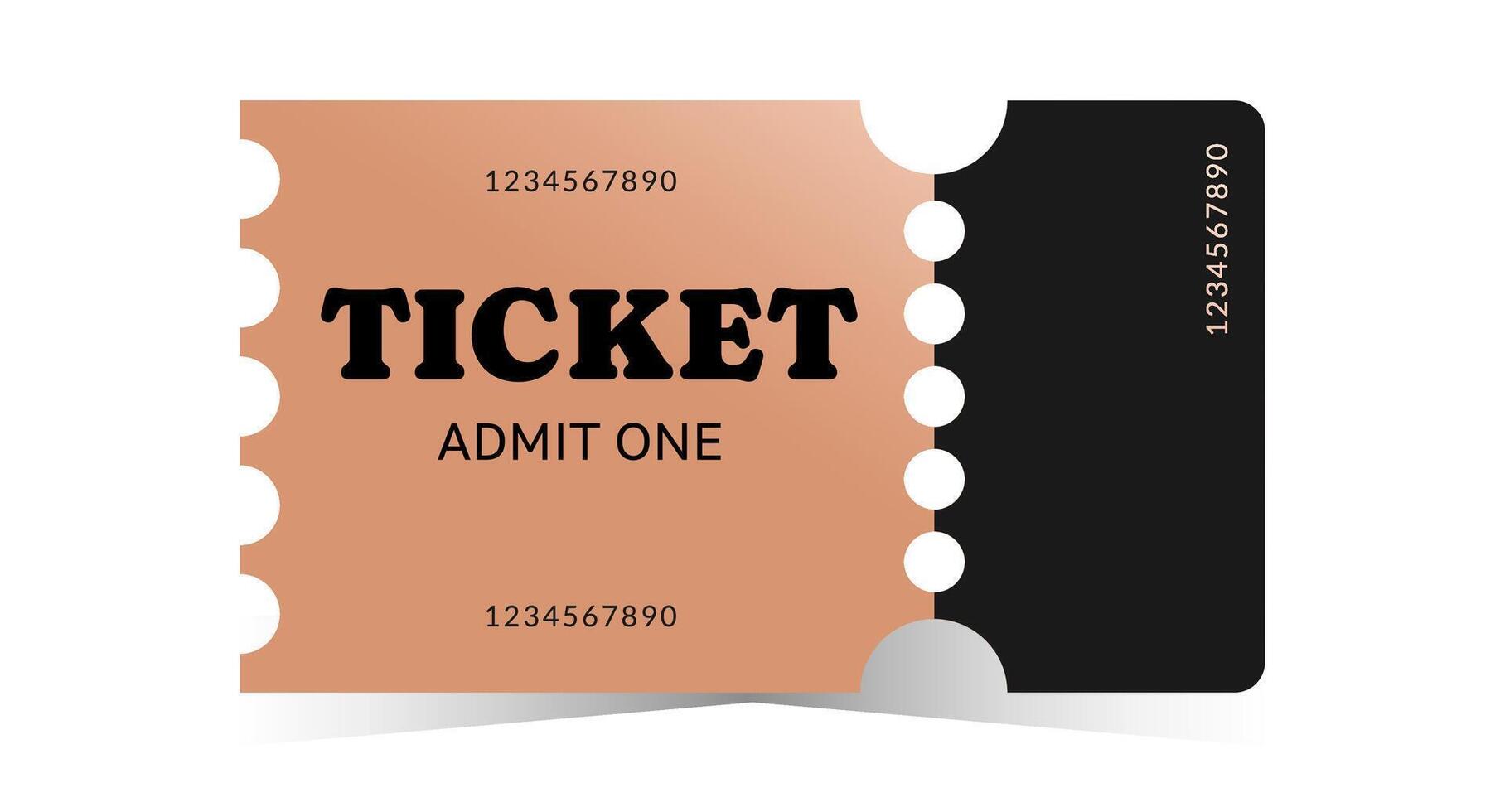 Horizontal bronze ticket template. Cinema, casino, concert, opera, ballet, performance copper design. illustration on white background vector