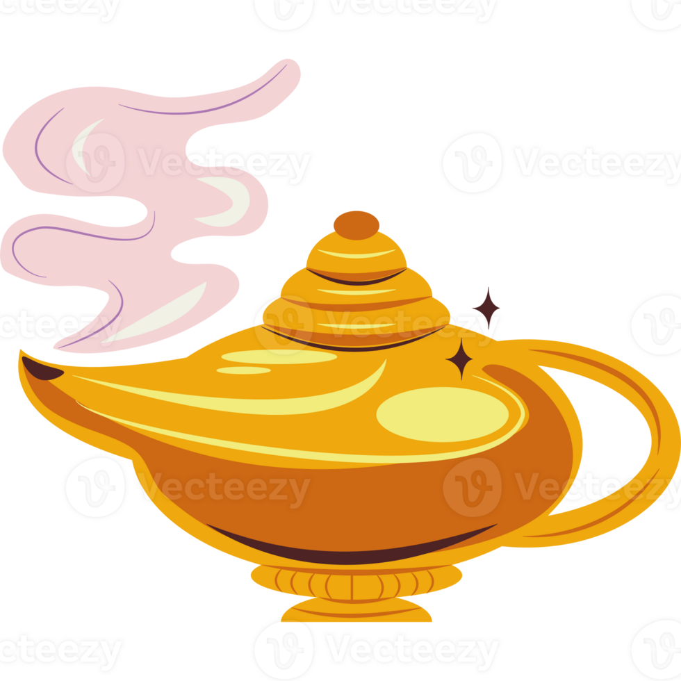 magic genie lamp with smoke icon isolated png