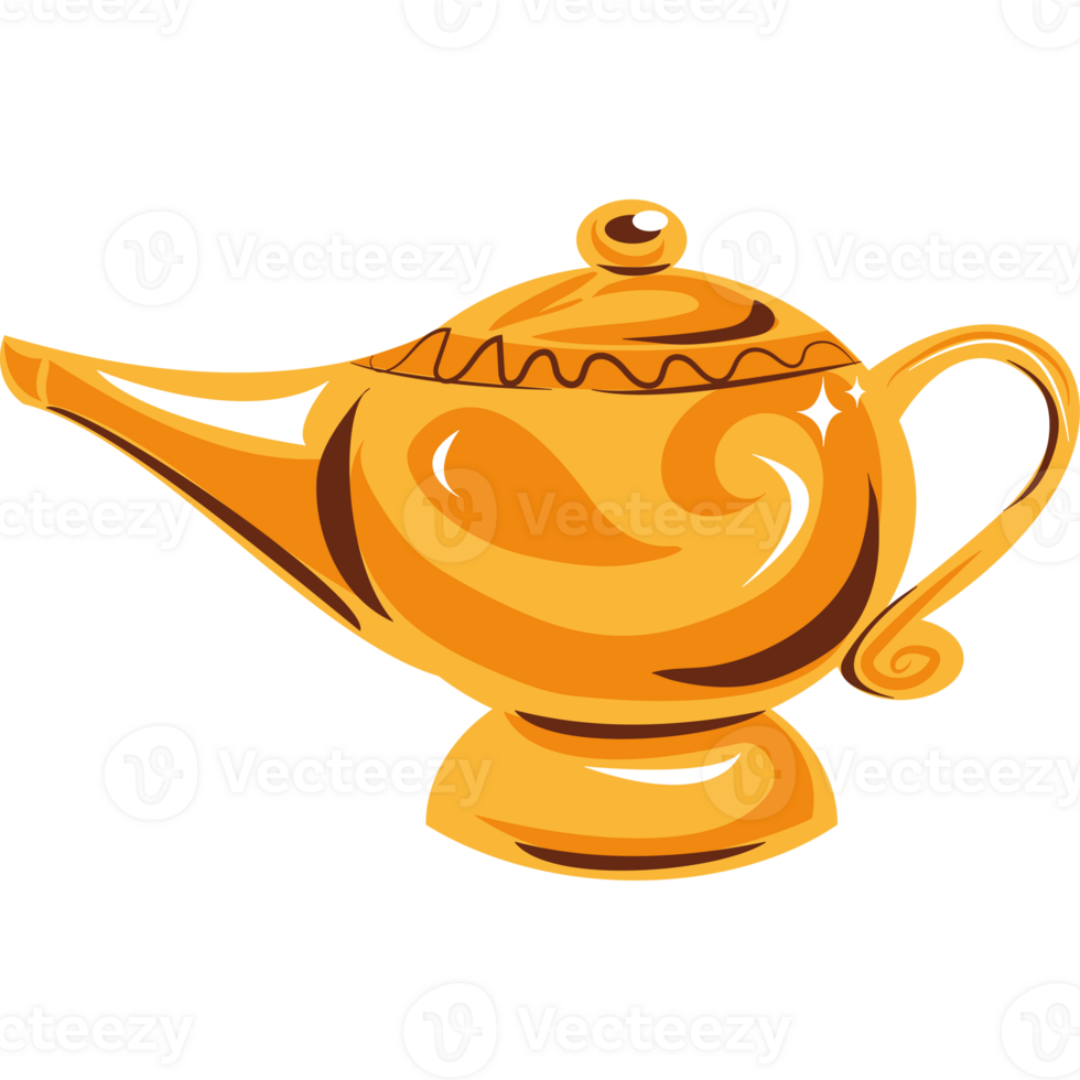 magic genie lamp gold icon isolated png