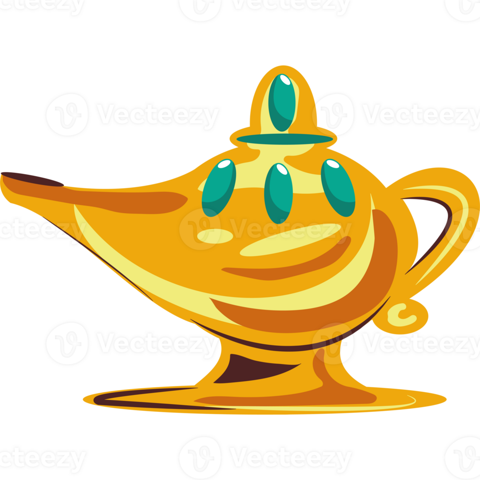 magic genie lamp with jewels icon isolated png