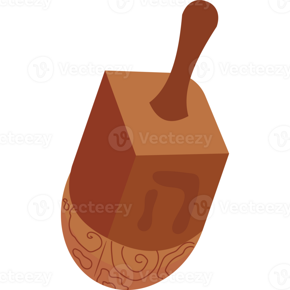 A wooden dreidel with a handle isolated icon png