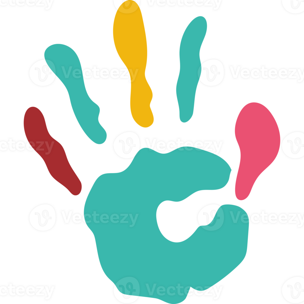 A colorful hand with a handprint on it icon isolated png
