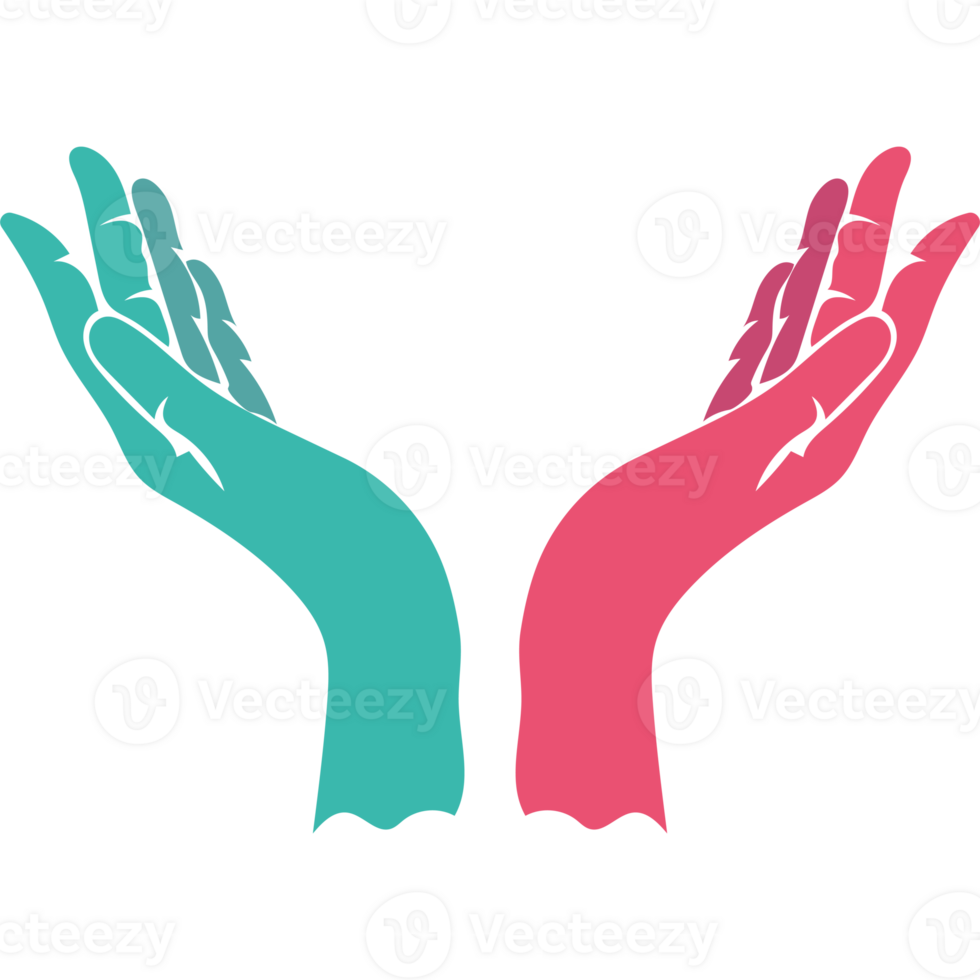 Two hands reaching out to each other isolated icon png