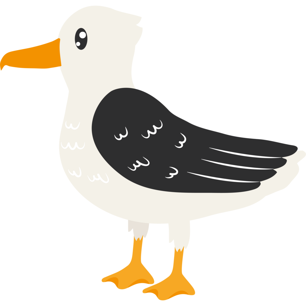 A cartoon seagull standing icon isolated png