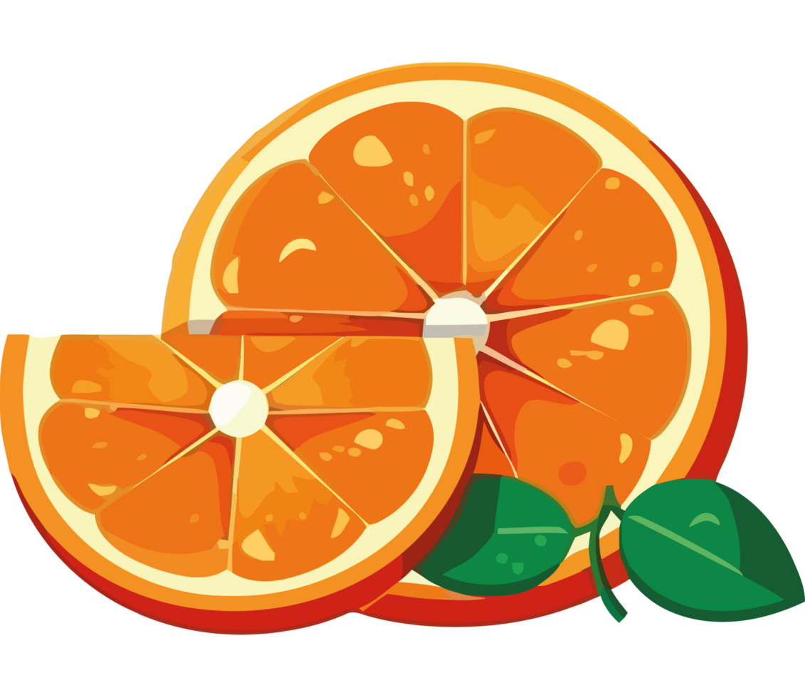 Juicy citrus slices, fresh and organic orange icon isolated png