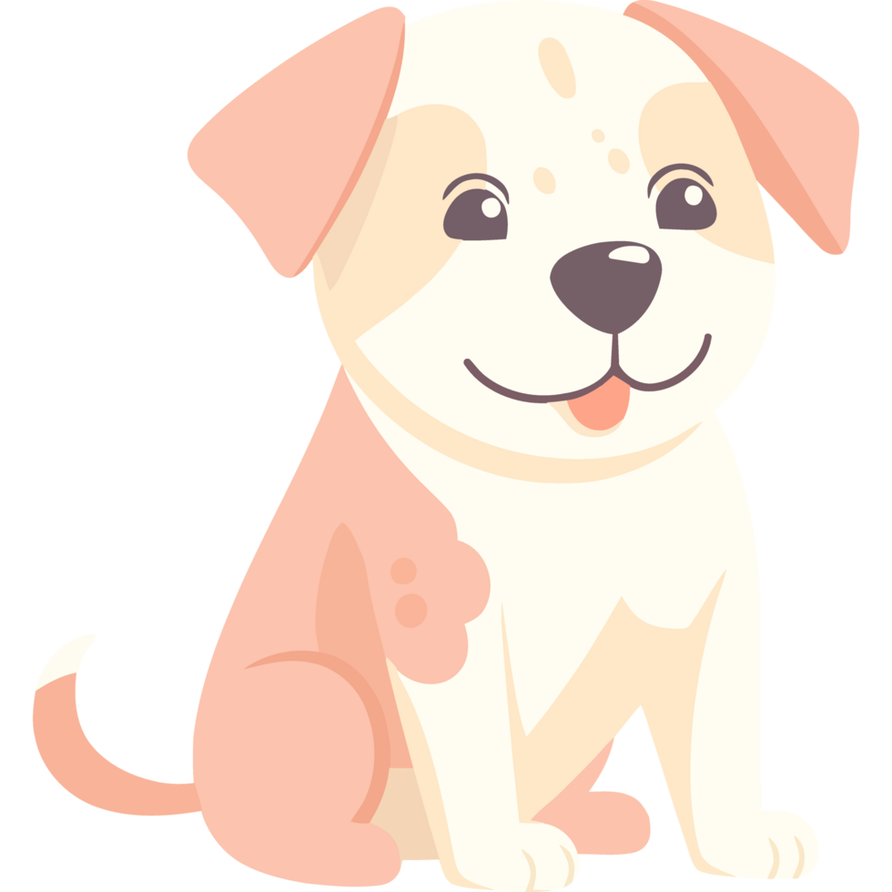 Cute puppy sitting, smiling icon isolated png