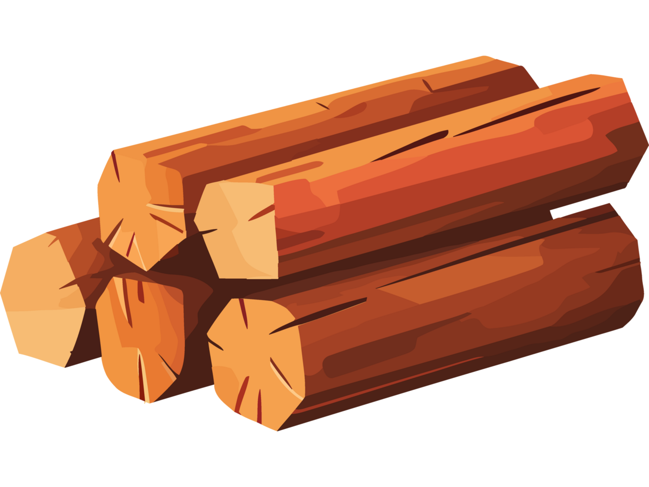 Woodpile stack, natures firewood heap design icon isolated png