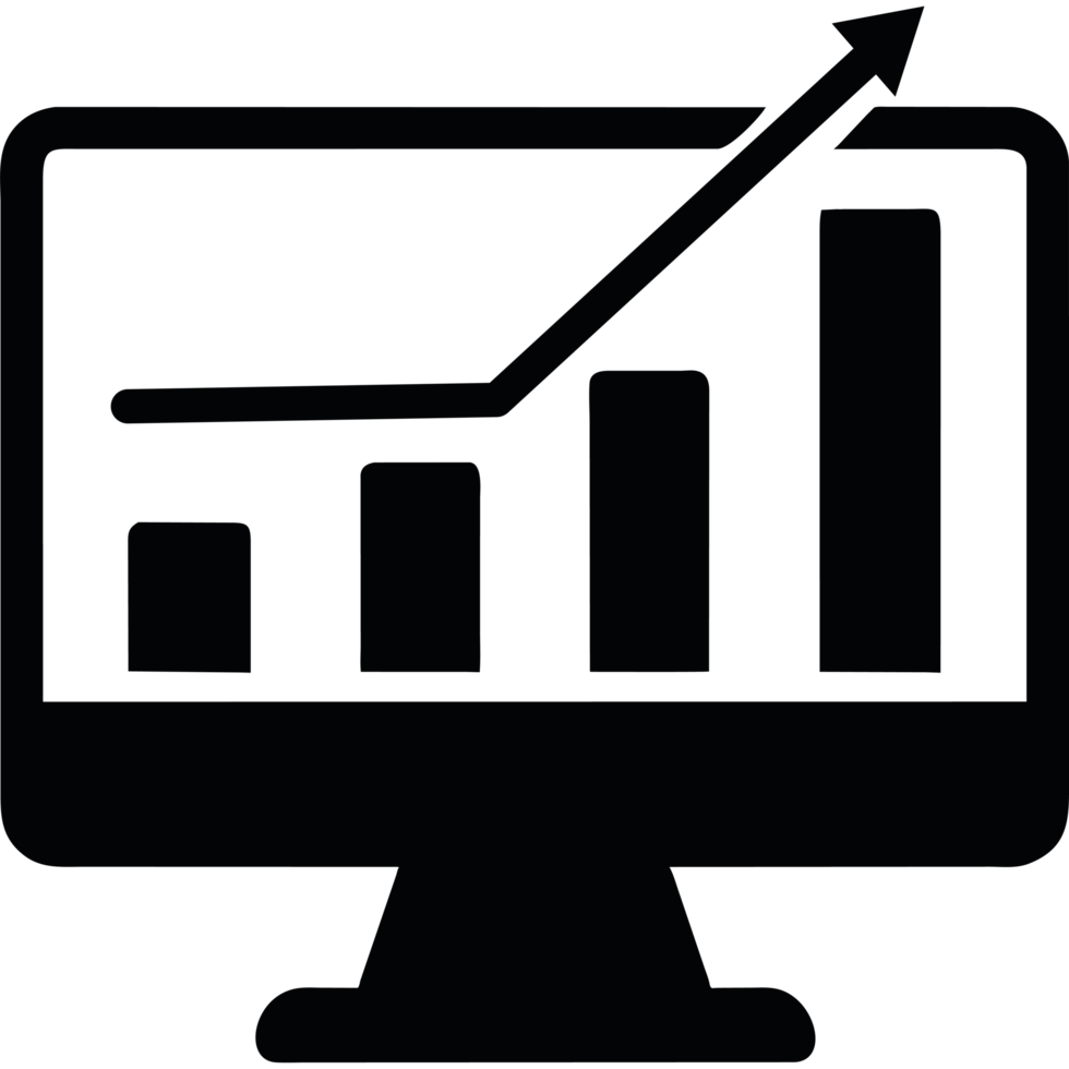 monitor with chart icon isolated png