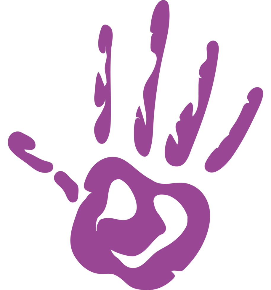 A purple hand print icon isolated png
