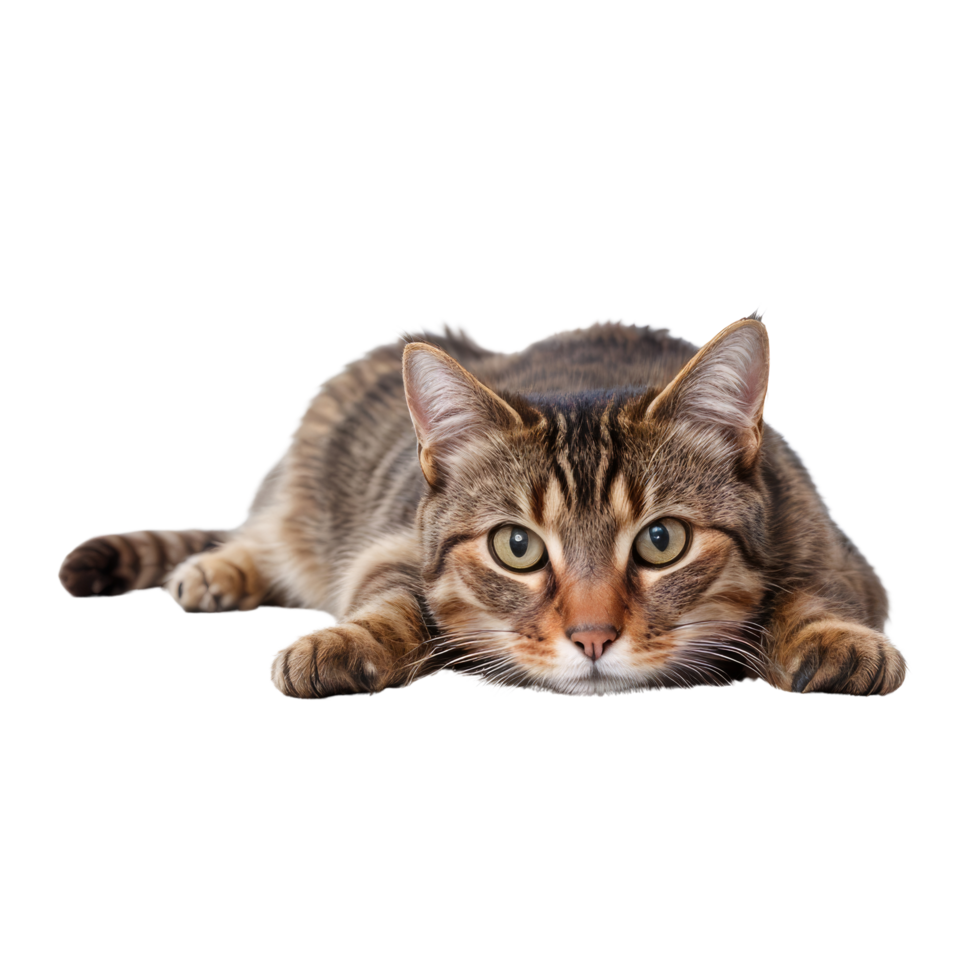 A cat laying down on a black background png