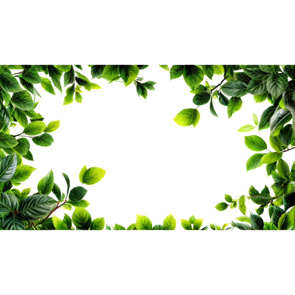 Green leaves frame png
