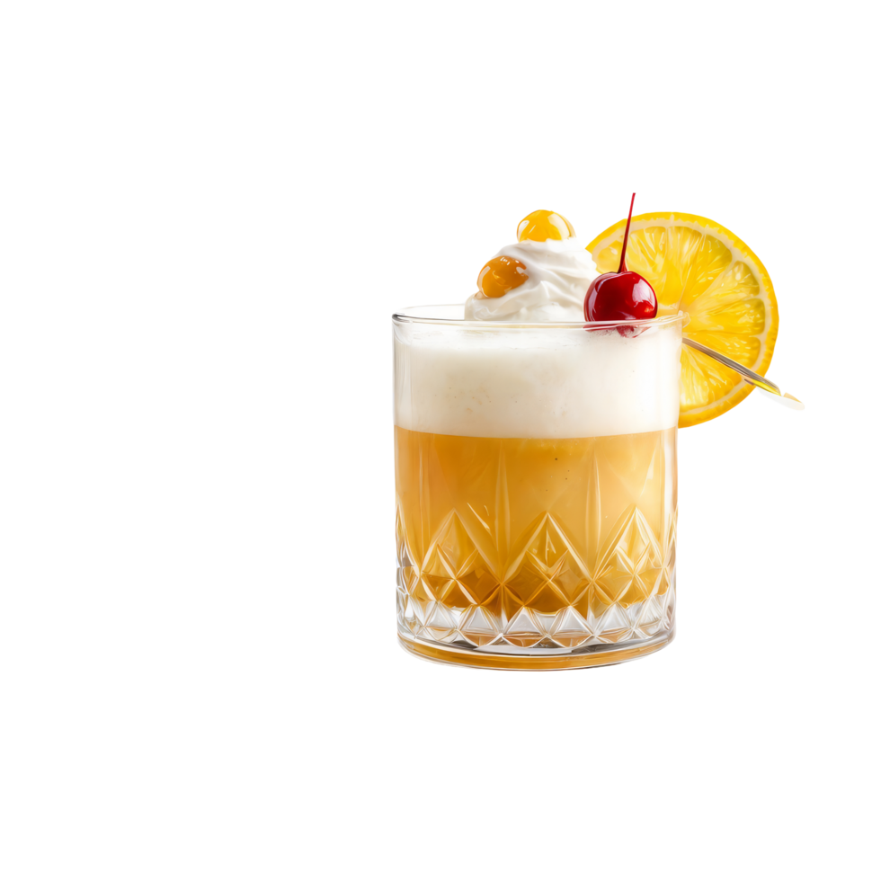 A cocktail with whipped cream and a cherry on top png