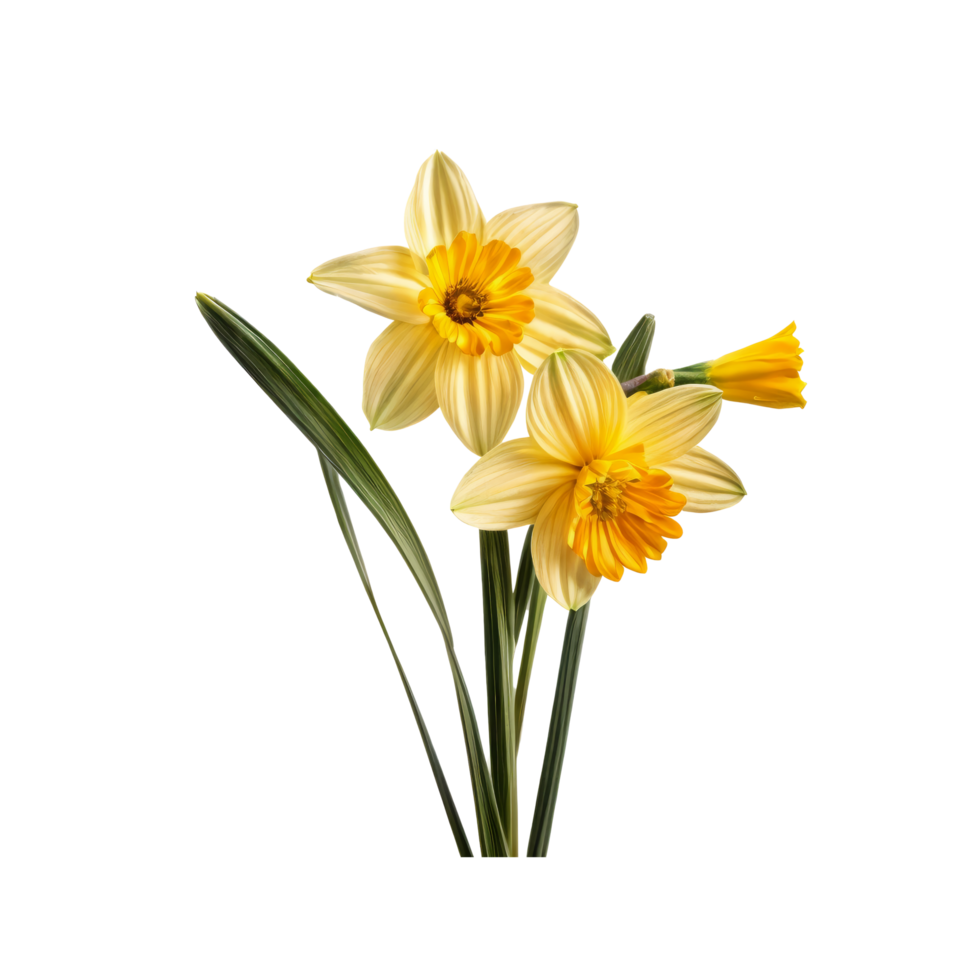 Two yellow daffodils are on a black background png