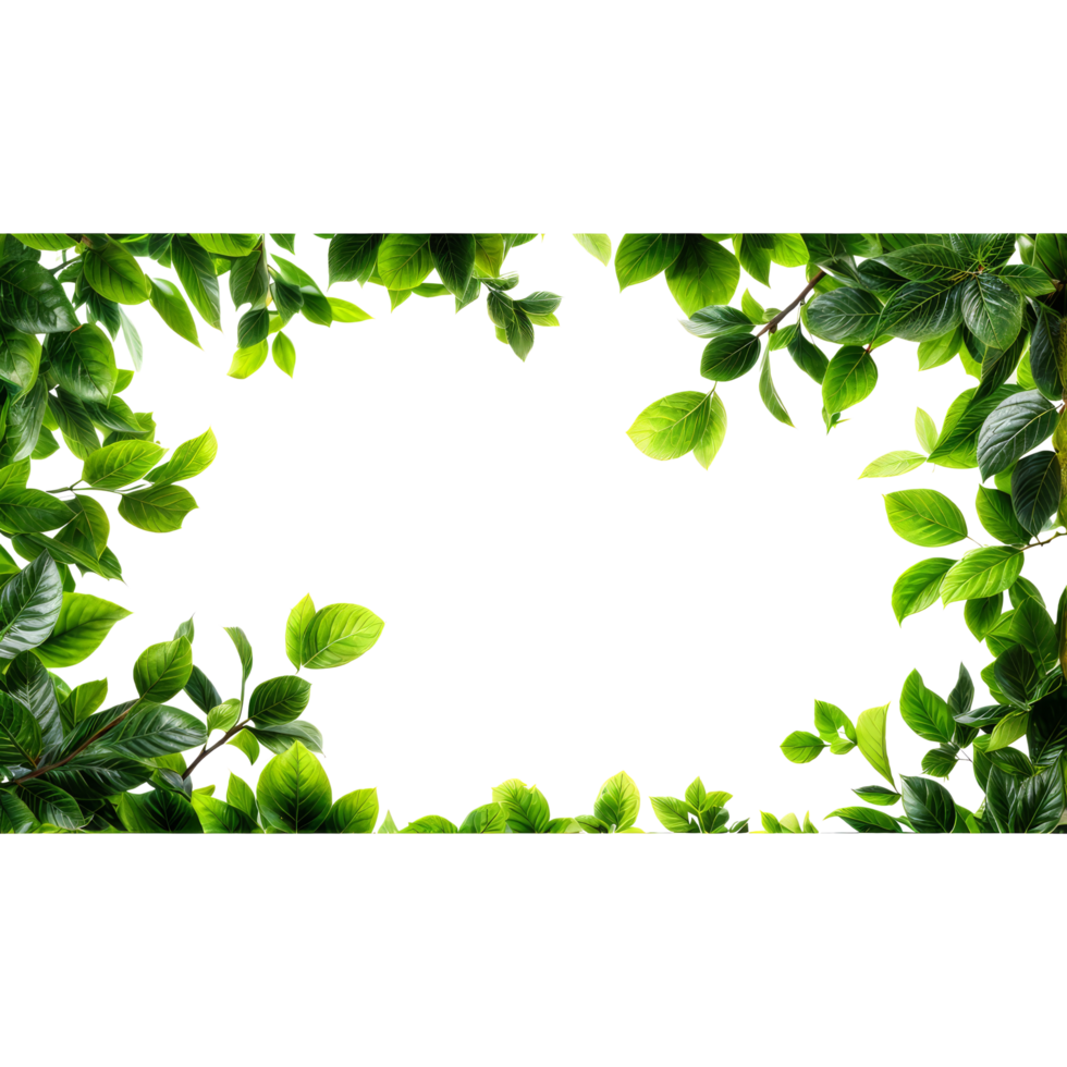 Green leaves frame png