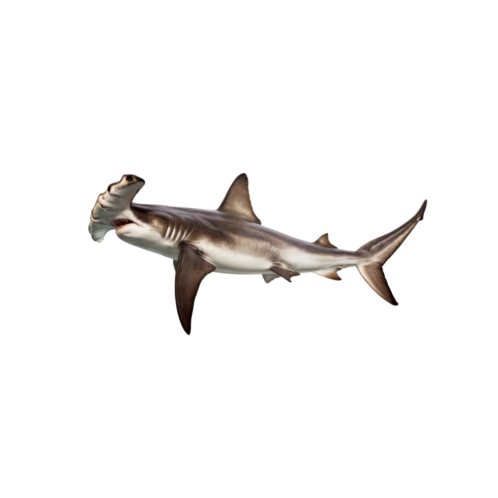 A hammerhead shark is shown in the dark png