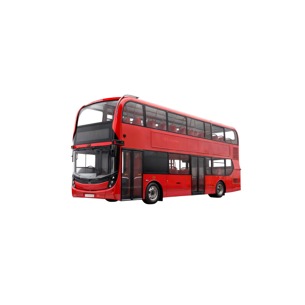 A red double decker bus is shown png