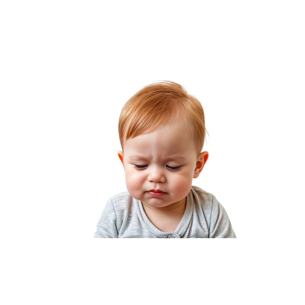 A baby is looking down at something png