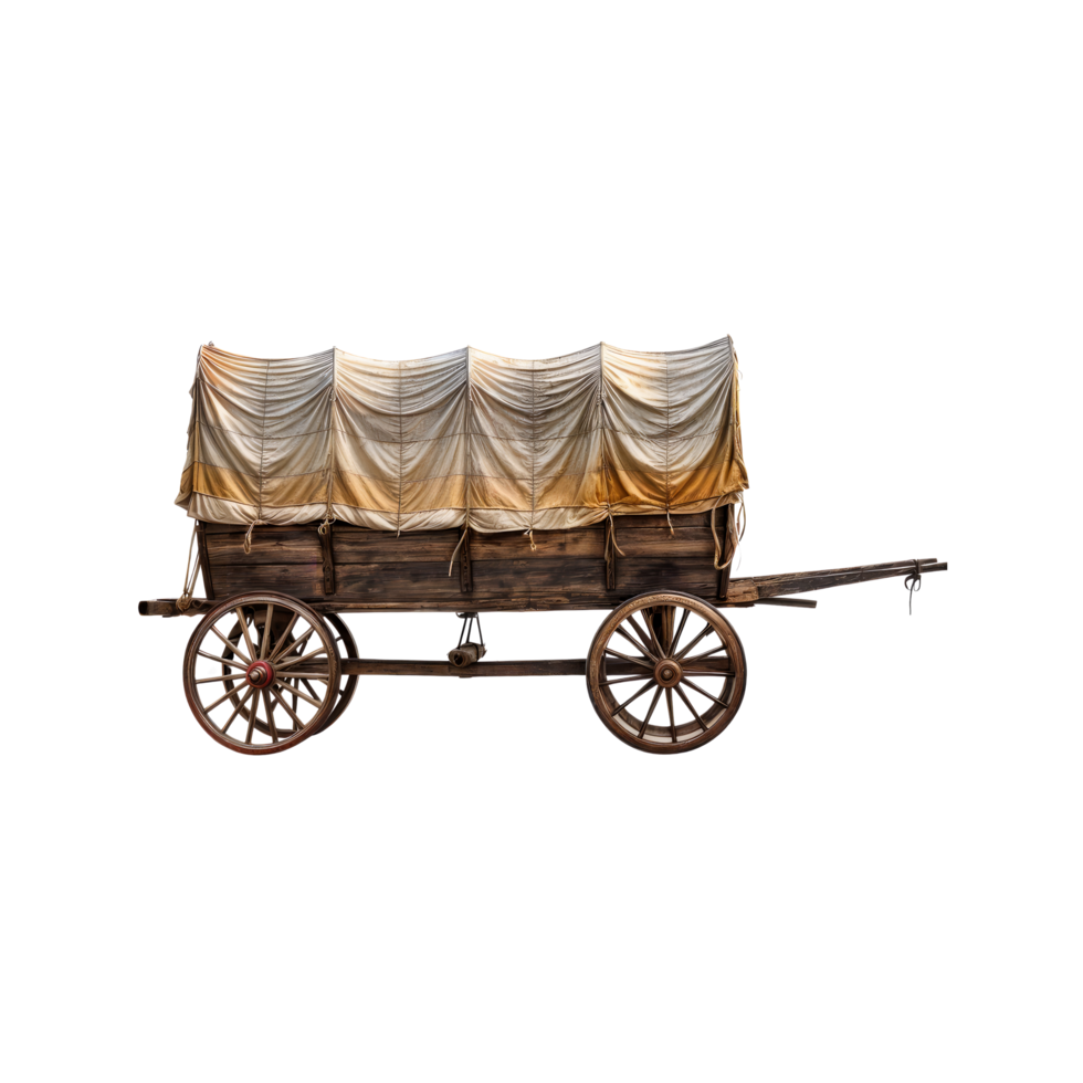 A covered wagon is shown on a black background png