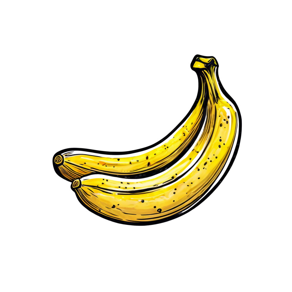 A drawing of two bananas on a black background png