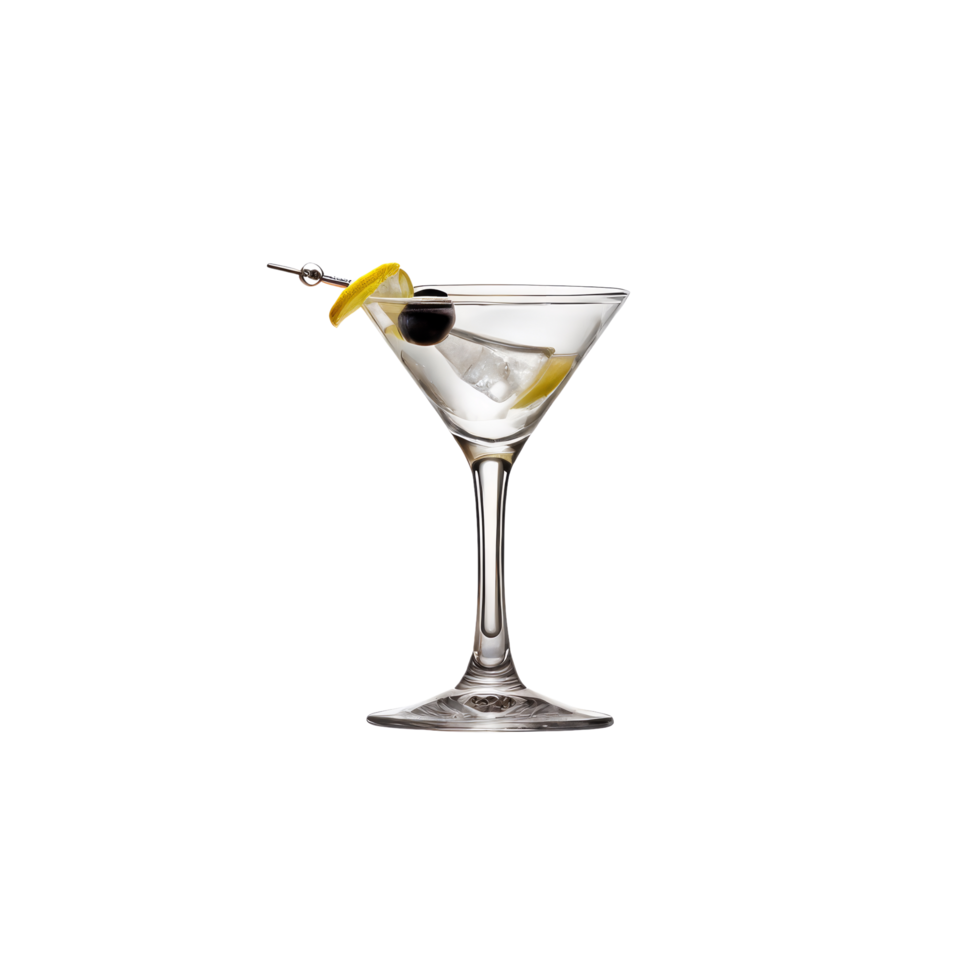 A martini with olives and a lemon slice png