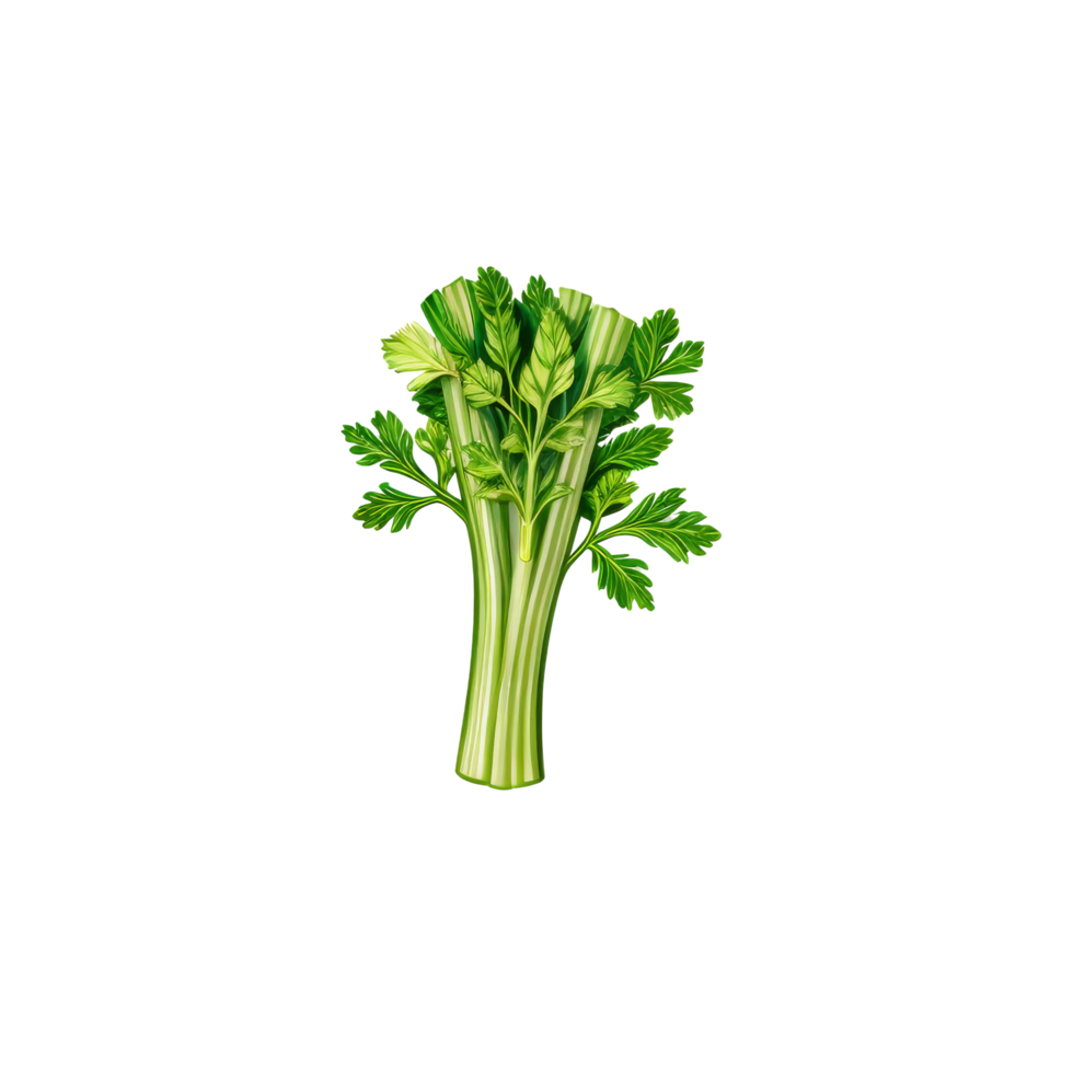 A celery plant on a black background png