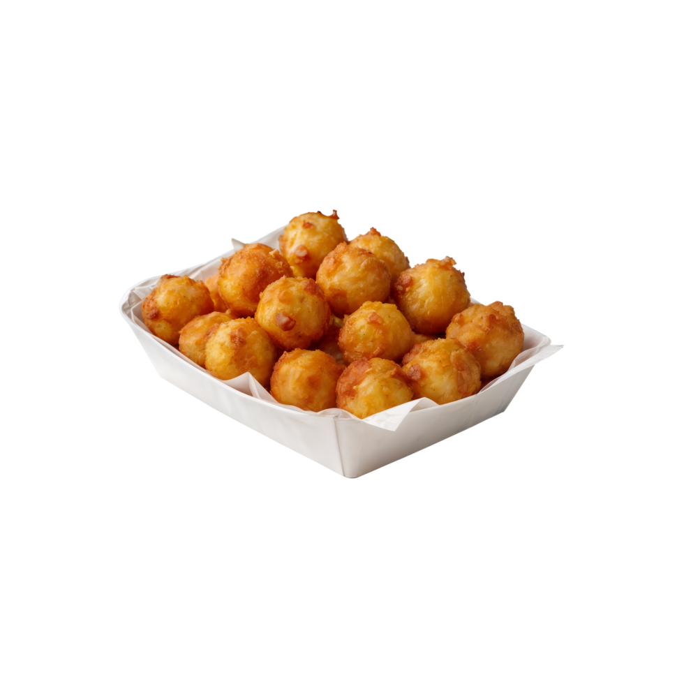 A tray of fried chicken balls on a black background png