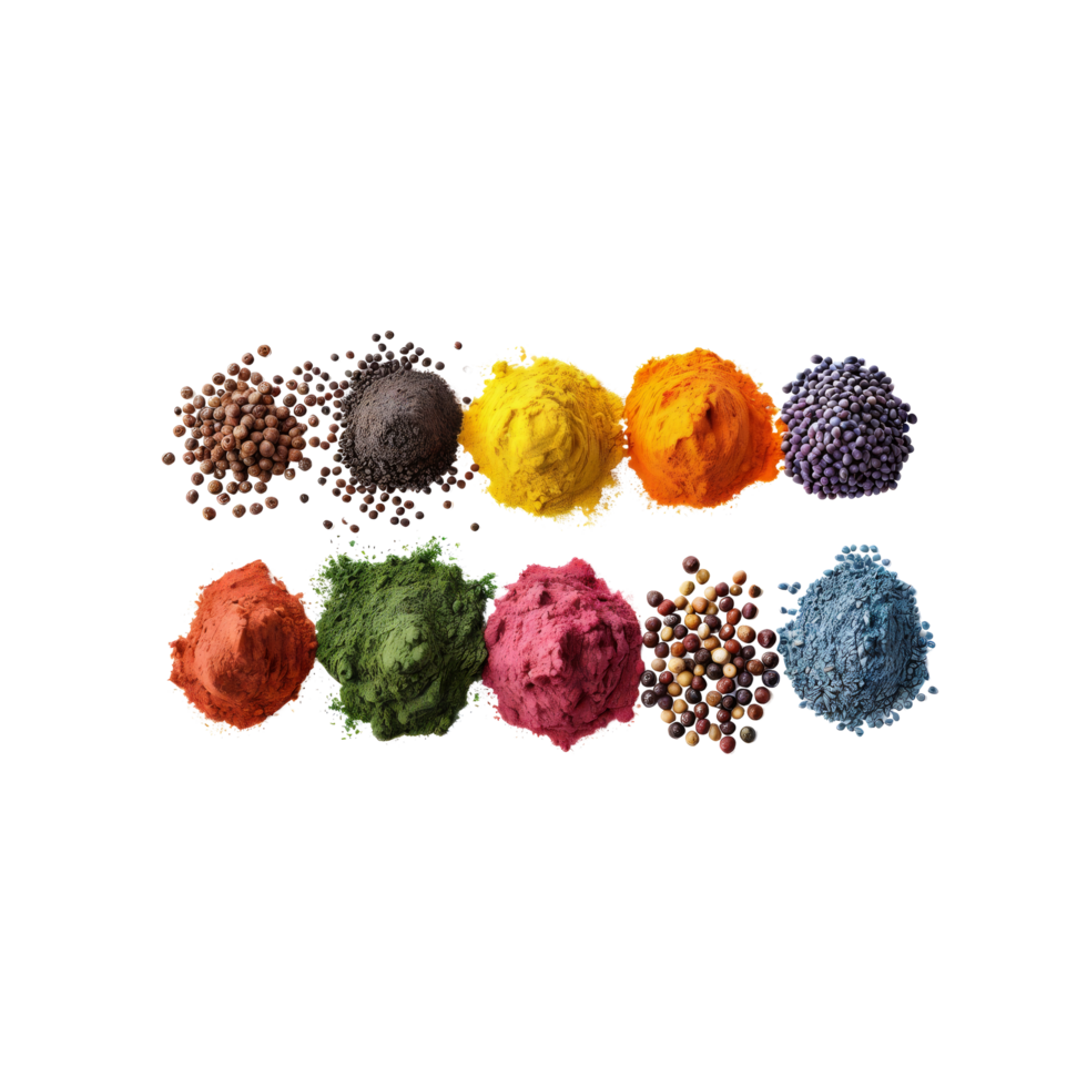 A variety of colored powders on a black background png