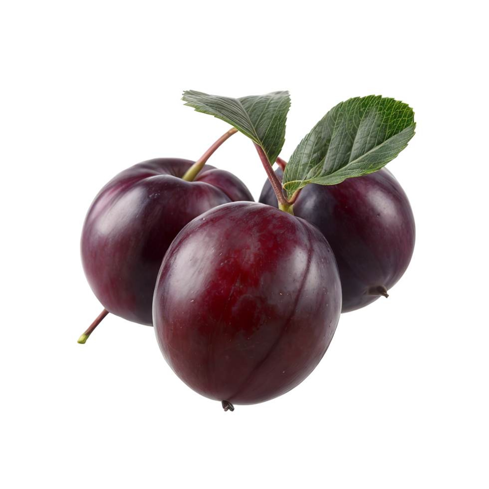 Three plums on a black background png