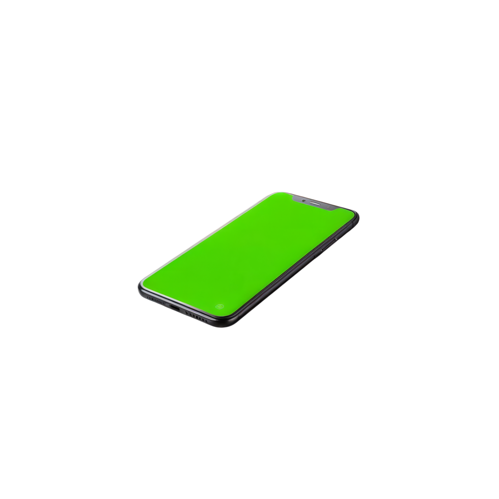 A green iphone on a black background png