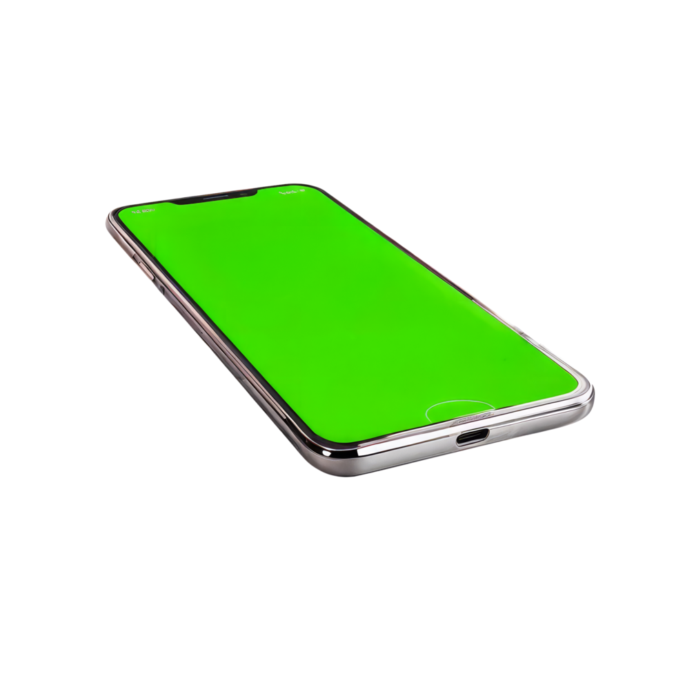 A green screen on a smartphone against a black background png