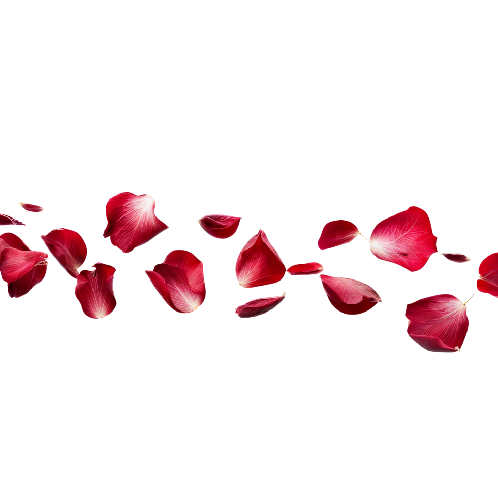 Rose petals falling on a black background png