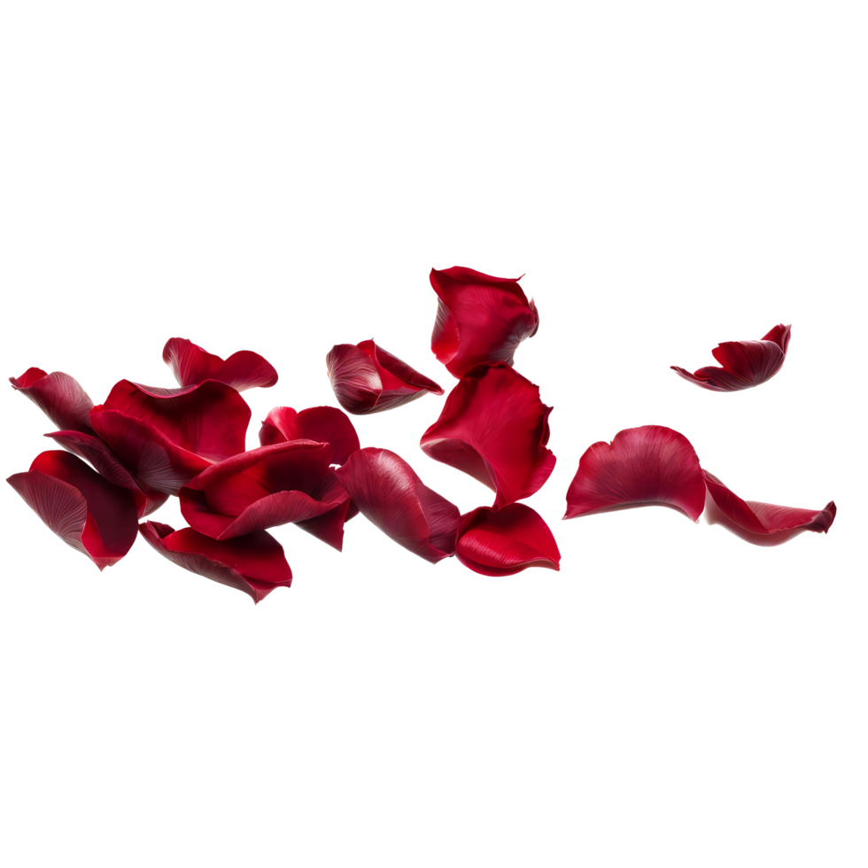 Red rose petals on a black background png