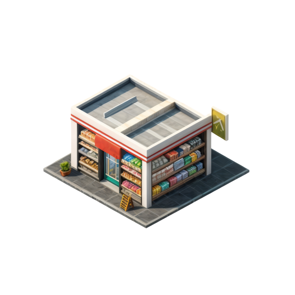A small store with a sign on the door png
