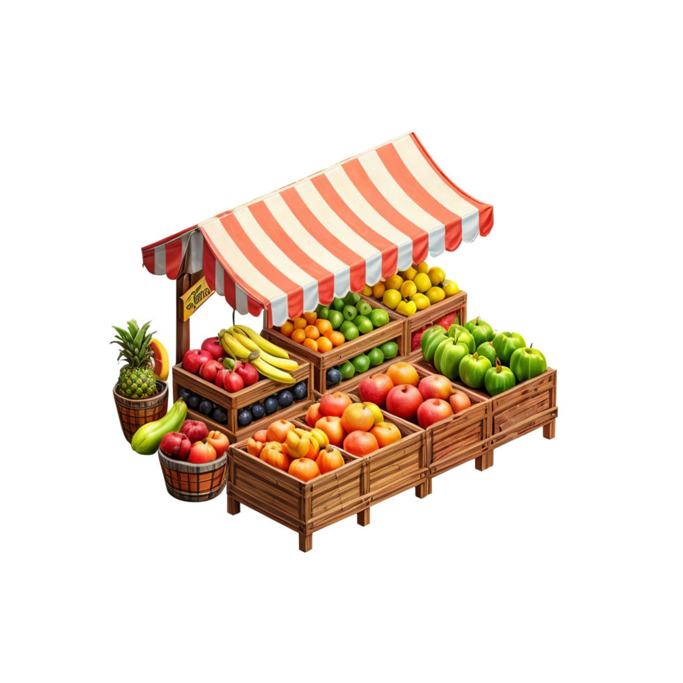 An illustration of a fruit and vegetable stand png