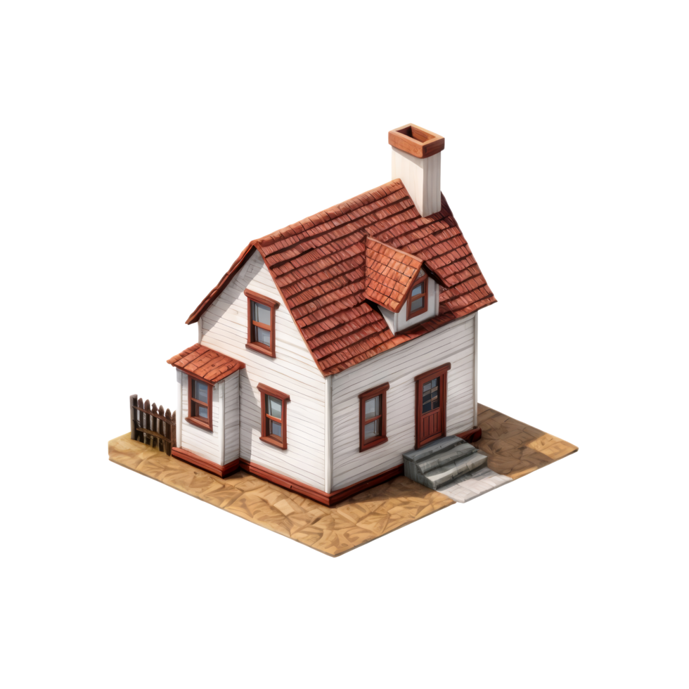 A small house with a red roof on a black background png