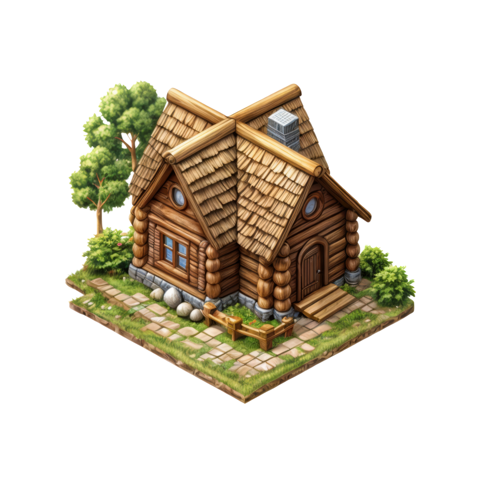 A small log cabin with a tree in the background png