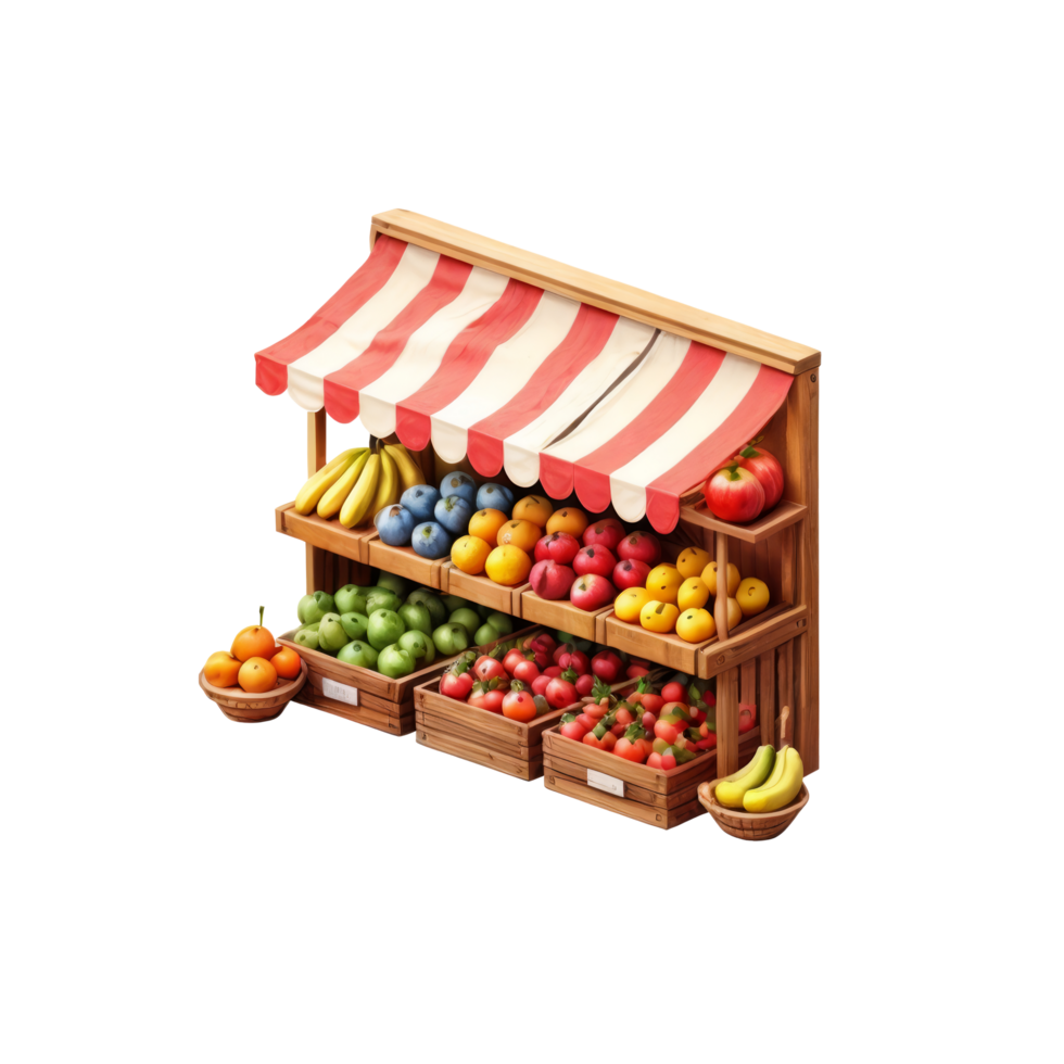 A fruit stand with fruit and vegetables png