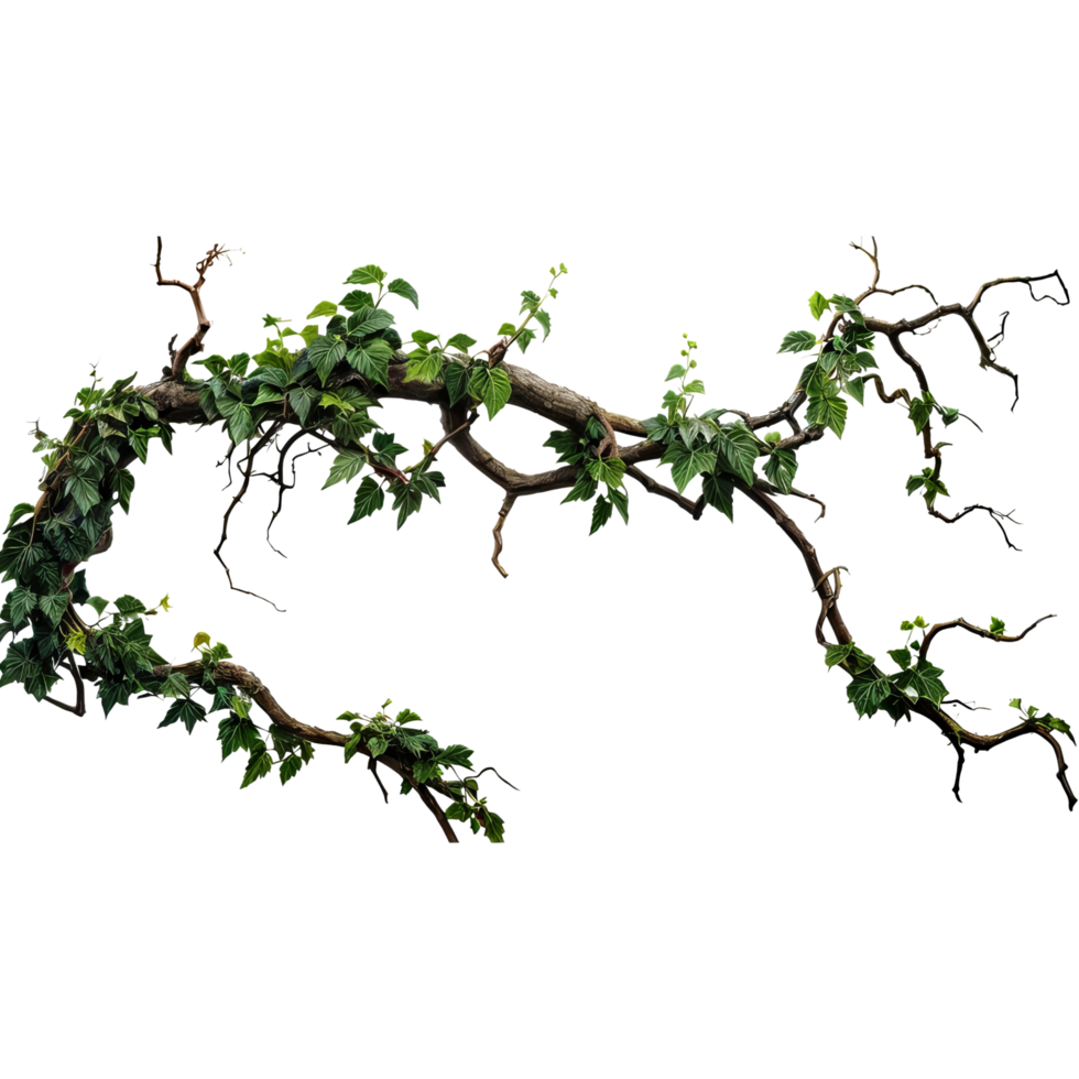 A branch with green leaves and vines png