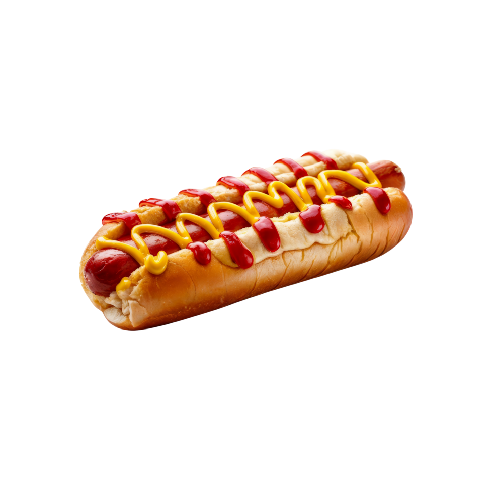 A hot dog with ketchup and mustard on it png